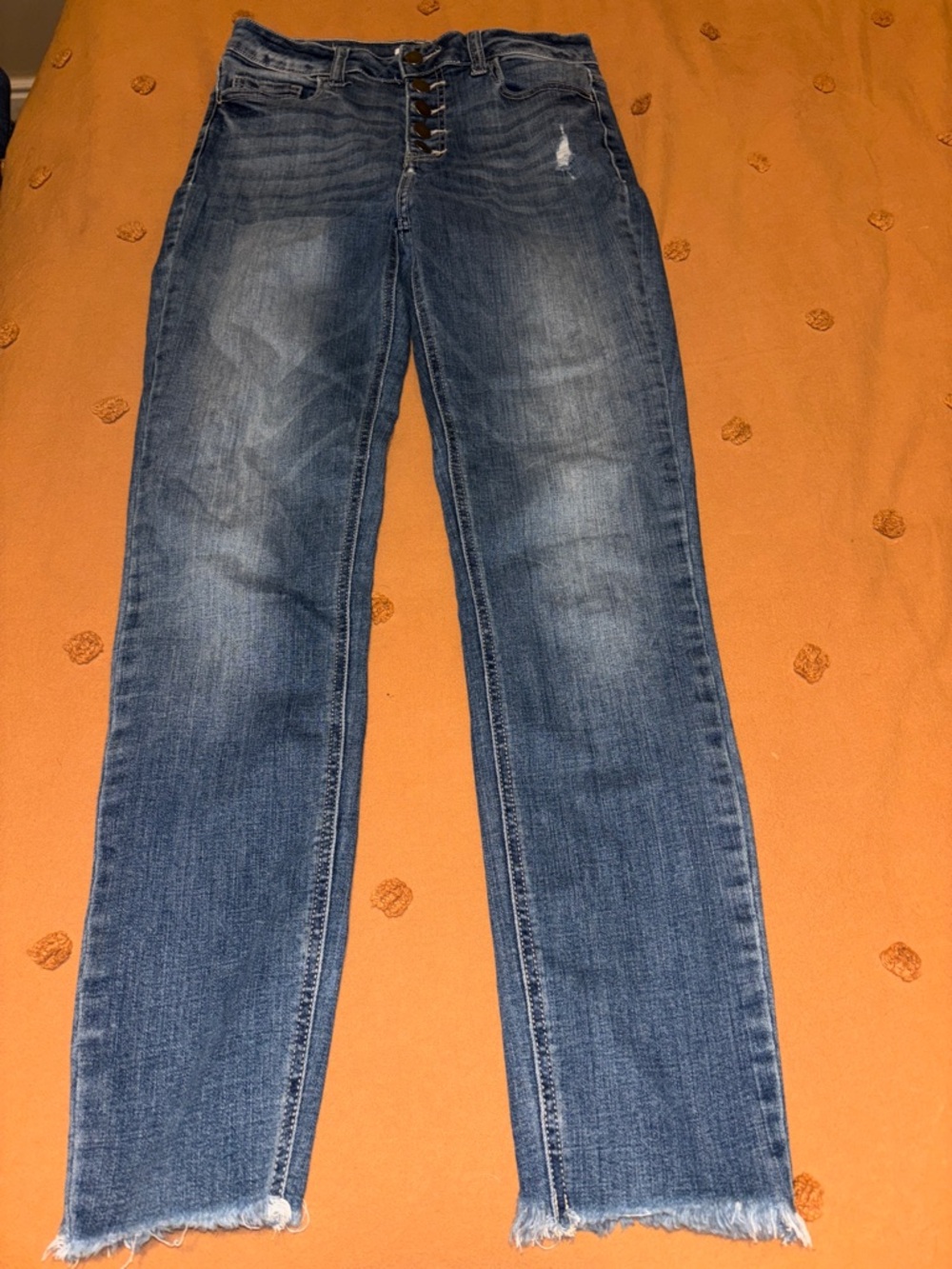 bohme Blue Distressed High-Rise Straight Jeans